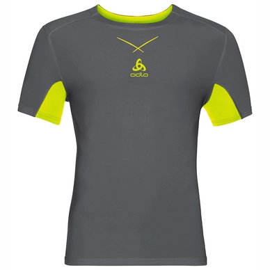 Shirt Odlo Shirt S/S Crew Neck Ceramicool Odlo Steel Grey Safety Yellow Herren