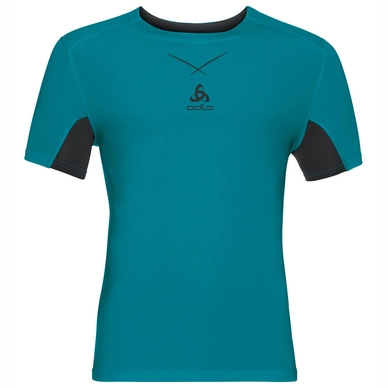 Ondershirt Odlo S/S Crew Neck Ceramicool Men Lake Blue Black