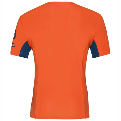 Ondershirt Odlo S/S Crew Neck Ceramicool Print Men Orangeade Blue Opal