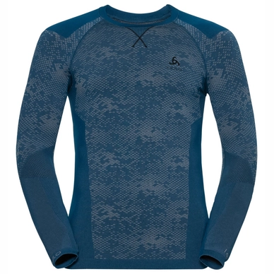 Long Sleeve T-Shirt Odlo Men Crew Neck Blackcomb Evolution Blue Opal Black