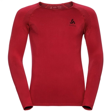 Ondershirt Odlo L/S Crew Neck Essentials Seamless Men Chinese Red Black