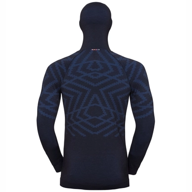 Ondershirt Odlo Men Suw Top With Facemask L /S Natural + Kinship Diving Navy Melange