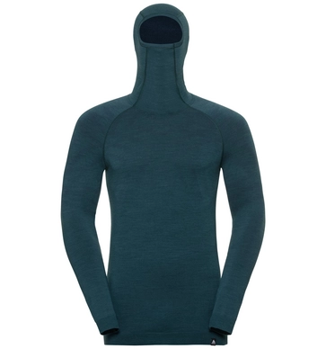 Ondershirt Odlo Men Suw Top With Facemask L /S Natural + Kinship Blue Coral Melange