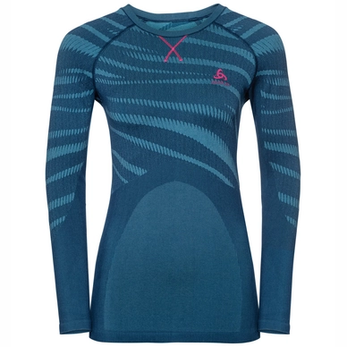 Longsleeve Odlo SUW Top Crew Neck L/S Performance Blackc Poseidon Turkish Tile Diva Pink Damen