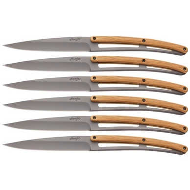 Couteau à Viande Deejo Table Olive Wood Titanium Coating (6-pièces)