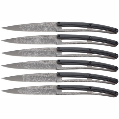 Couteau à viande Deejo Blossom Paperstone Titanium Coating (6-pièces)