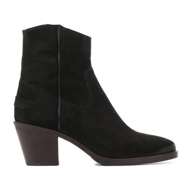 Shabbies Amsterdam Women Ankle Boot With Zipper Waxed Suede Black