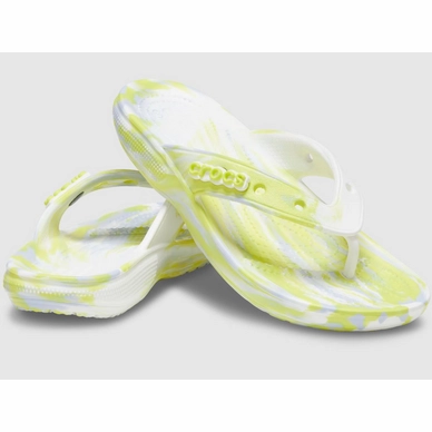 Slippers Crocs Classic Marbled Flip White Microchip-2