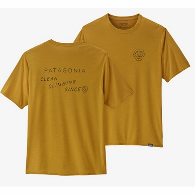 T-Shirt Patagonia Cap Cool Daily Graphic Shirt Clean Climb Type Cabin Men Gold X-Dye