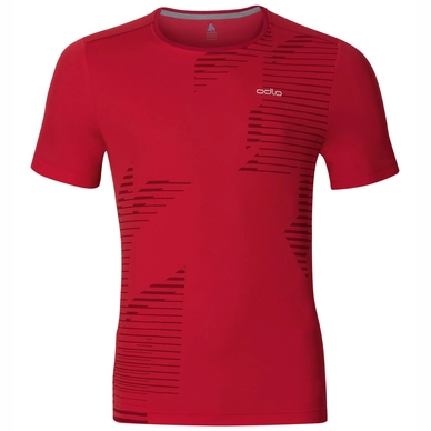 T-shirt Odlo Mens S/S Crew Neck George Chinese Red Placed Print
