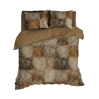 TEXTAP Fur Patchwork satijn tobacco HR
