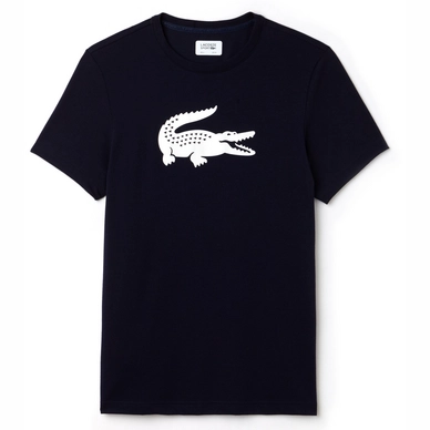 T-Shirt Lacoste Oversized Crocodile Marine Blanc