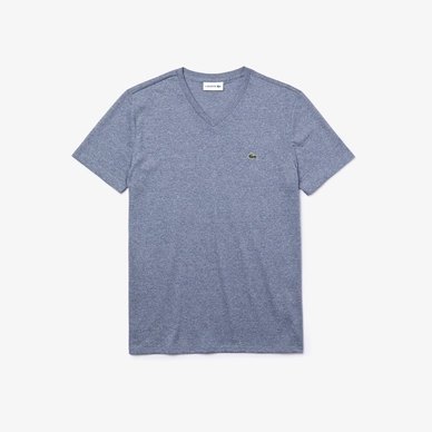 T-Shirt Lacoste Men TH6710 V-Neck Gevlamd Blauw