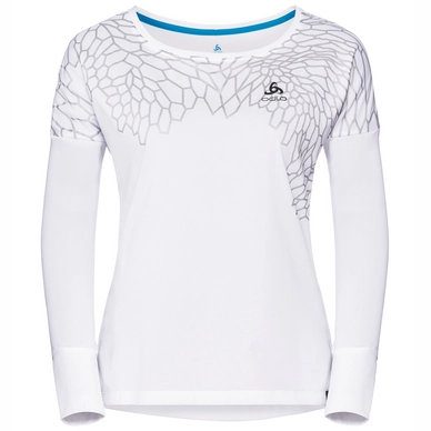 Longsleeve Odlo Top Crew Neck L/S Helle White Placed Print SS18 Damen