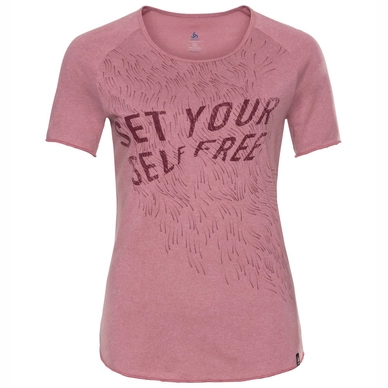 Undershirt Odlo Women BL Top Crew Neck S/S Helle Print Mesa Rose Melange Placed