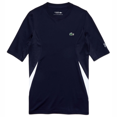 Tee-shirt de tennis Lacoste Men TH3486 Novak Djokovic Crew Neck Navy Blue White