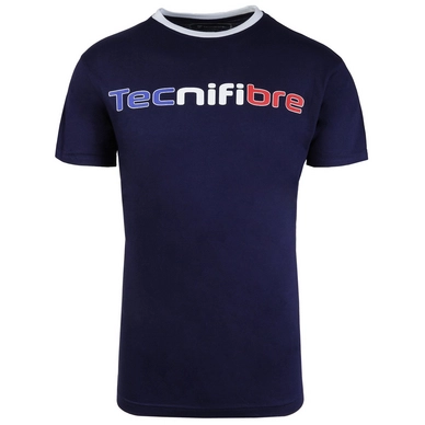 T-shirt de tennis Tecnifibre Men Cotton Tee Tricolore Noir