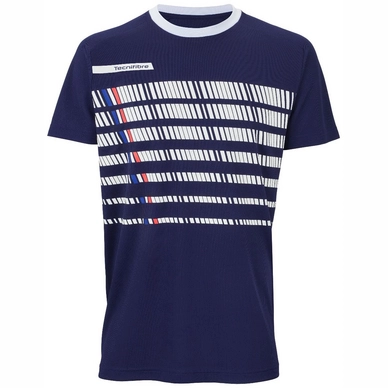 T-shirt de tennis Tecnifibre Men F2 Navy Blanc Bleu Marine