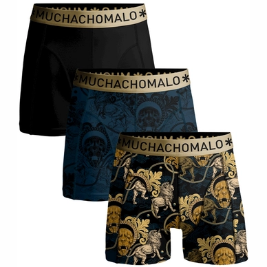Boxershort Muchachomalo Men Short Print/Solid Goud/Blauw/Zwart/Black (3-pack)