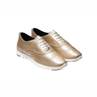 Cole Haan Zerogrand Wing Oxford Matte Gold Leather White