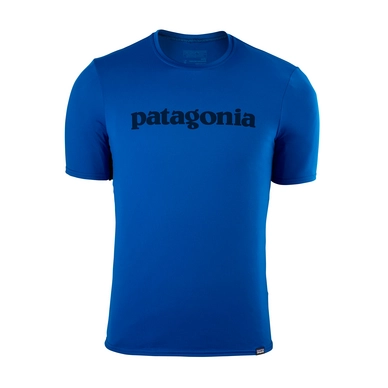 T-Shirt Patagonia Cap Daily Graphic Text Logo Viking Blue Herren