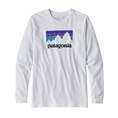 Long Sleeve T-Shirt Patagonia Men's Shop Sticker Responsibili-Tee White