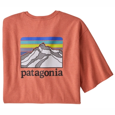 T-shirt Patagonia Men's Line Logo Ridge Pocket Responsibili Tee in Coho Coral
