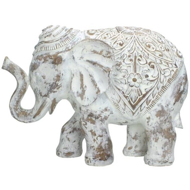 Ornament HD Living Elephant Ornament White 17 x 40 cm