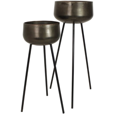 Bloempot HD Living Black 46 x 46 x 89 cm (2-Delig)