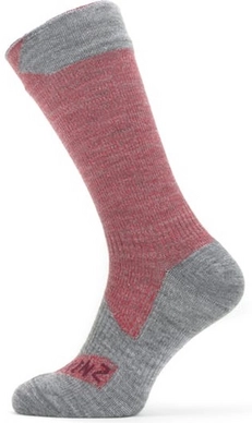 Sok Sealskinz Unisex Waterproof All Weather Mid Length Red Grey Marl