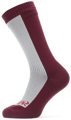 Sok Sealskinz Unisex Waterproof Cold Weather Mid Length Grey Red
