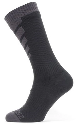 Fietssok Sealskinz Unisex Waterproof Warm Weather Mid MTB Length Black Grey