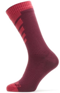 Fietssok Sealskinz Unisex Waterproof Warm Weather Mid MTB Length Red