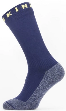 Sok Sealskinz Unisex Waterproof Warm Weather Soft Touch Mid Length Navy Blue Marl Yellow