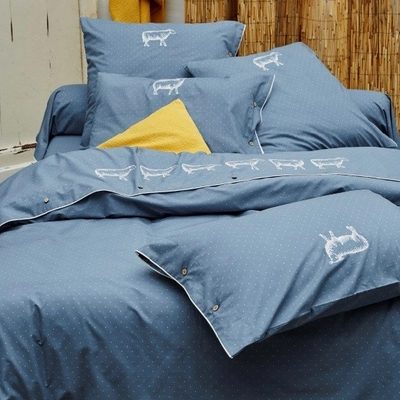 Taie d'oreiller Sylvie Thiriez Brodée Wellington Percale (65 x 65 cm)