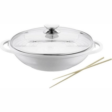Wokpan Berndes Vario Click Wit Met Glazen Deksel 32 cm