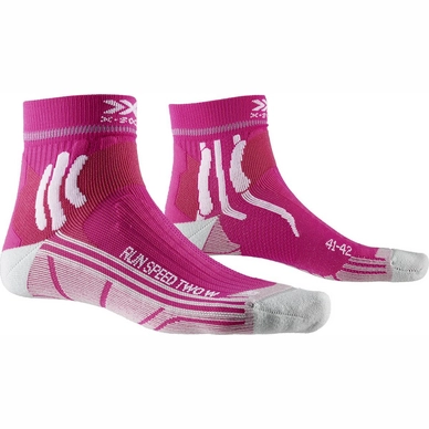 Hardloopsokken X-Socks Women Run Speed Two Flamingo Pink Pearl Grey