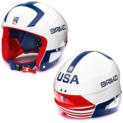 Skihelm Briko Vulcano Fis 6.8 USSA White Blue Red