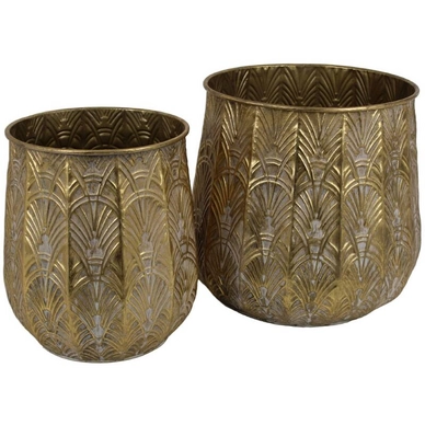 Bloempot HD Living Gold 35 x 35 x 32,5 cm (2-Delig)