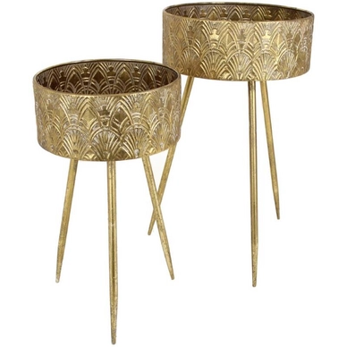 Bloempot HD Living Gold 39 x 39 x 69 cm (2-Delig)