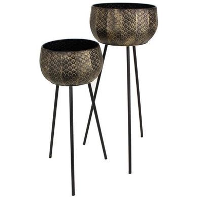 Bloempot HD Living Black 42 x 42 x 90,5 cm (2-Delig)