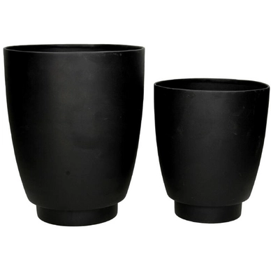 Bloempot HD Living Black 21 x 21 x 26 cm (2-Delig)