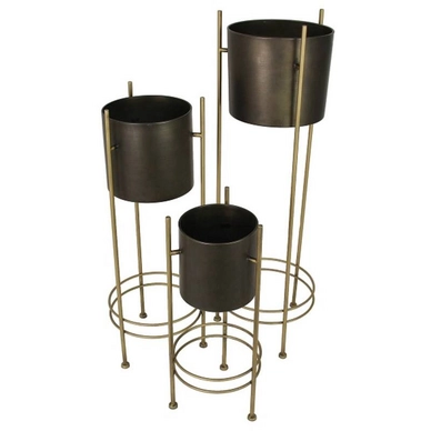 Bloempot HD Living Grey 28 x 28 x 88 cm (3-Delig)