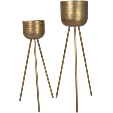 Bloempot HD Living Gold 26,5 x 26,5 x 101 cm (2-Delig)