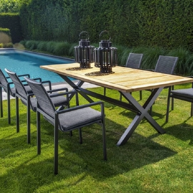 YOI-Wakai-dining-table-236x100cm-aluminium-black-teak-Ishi-stackable-dining-chair-aluminium-black-rope-dark-grey_compressed-1024x683