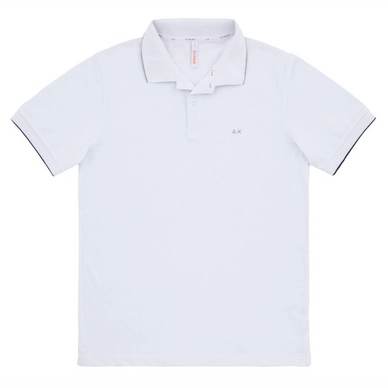 Polo Shirt Sun68 Men Small Stripes Collar Bianco