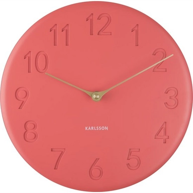 Clock Karlsson Sole Numbers Polyresin Matte Coral Pink