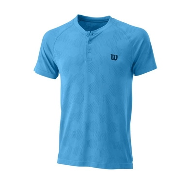 Tennisshirt Wilson Power Seamless Henley Coastal Blue Herren