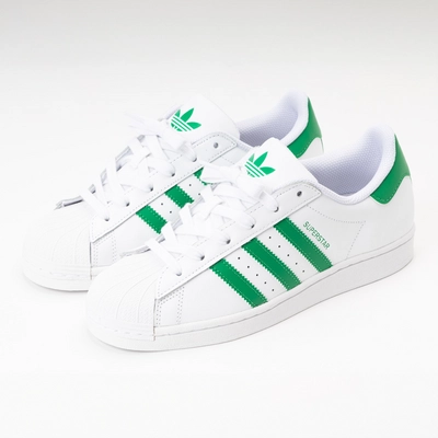 Adidas original superstar green and white best sale