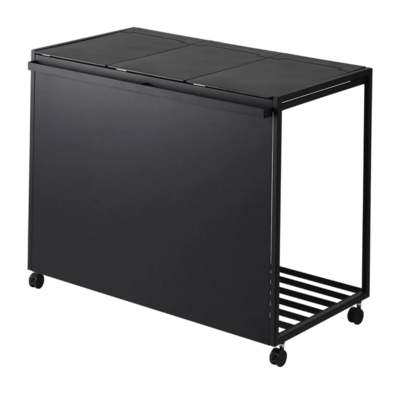 Yamazaki Afvalscheidingsprullenbak met wielen - 3 comp - Tower - Zwart